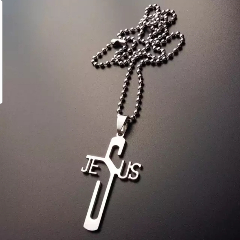 NEW! Stainless Steel Jesus Christ Cross Necklace - Picture 2 of 5